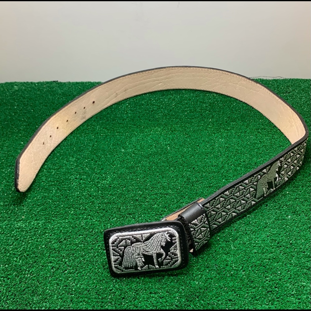 AUTHENTIC MEXICAN WESTERN CINTO BELT EMBROIDERED HORSE VAQUERO BORDADO DE PIEL